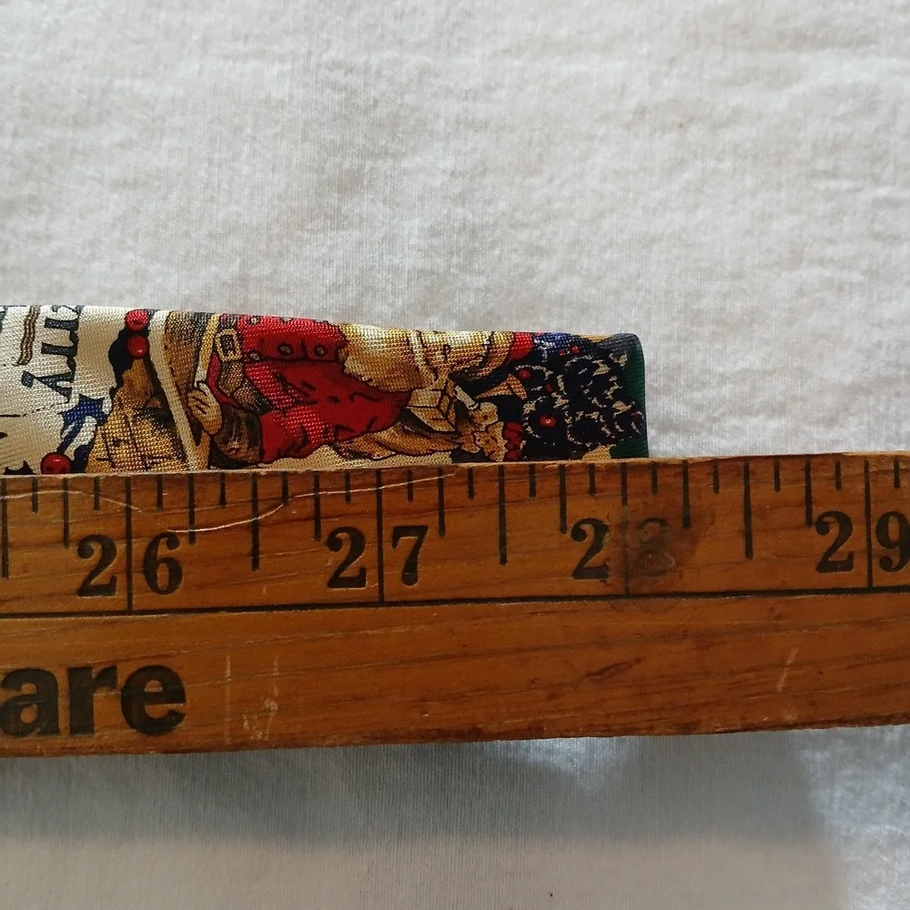 Robert Talbott‎ Silk Tie Mens Green Santa Merry Christmas Holiday Print Necktie